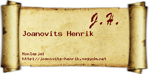 Joanovits Henrik névjegykártya
